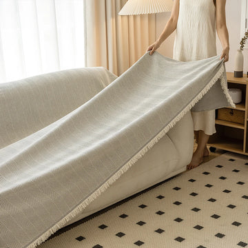 Qfdian Chenille Sofa Towel for living room French Style home decoration Sofa Cover Couch Cover Tassel edge Waffle cushion